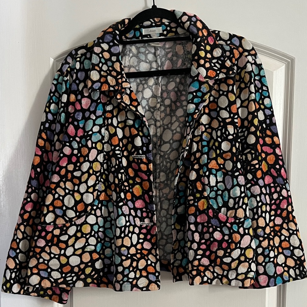 Christopher & Banks Colorful Pebble Pattern corduroy jacket